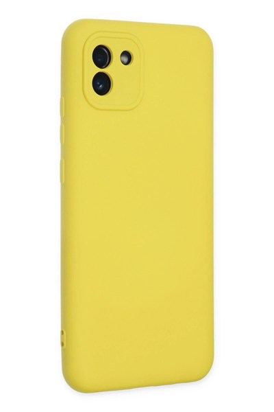 Mey İthalat®  Samsung Galaxy A03 Kılıf Nano içi Kadife Silikon - Sarı