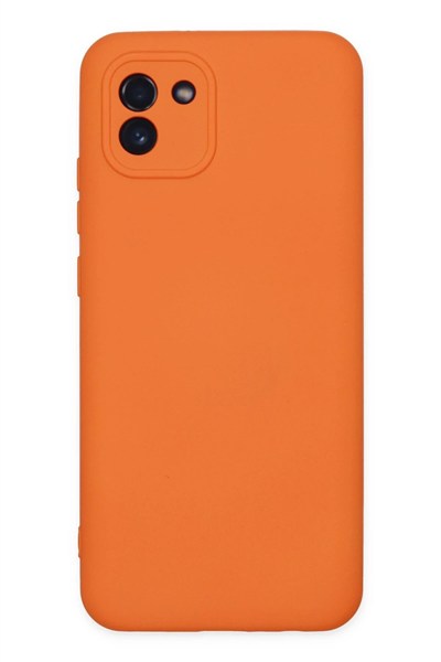 Mey İthalat®  Samsung Galaxy A03 Kılıf Nano içi Kadife Silikon - Turuncu