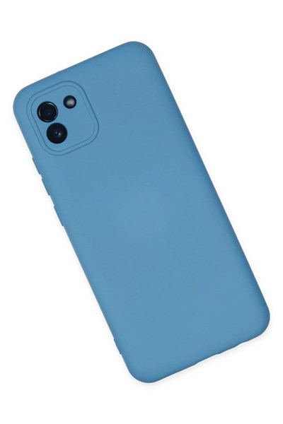Mey İthalat®  Samsung Galaxy A03 Kılıf Nano içi Kadife Silikon - Mavi