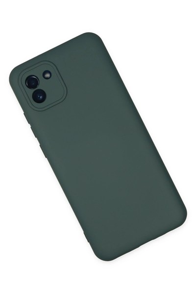 Mey İthalat®  Samsung Galaxy A03 Kılıf Nano içi Kadife Silikon - Koyu Yeşil