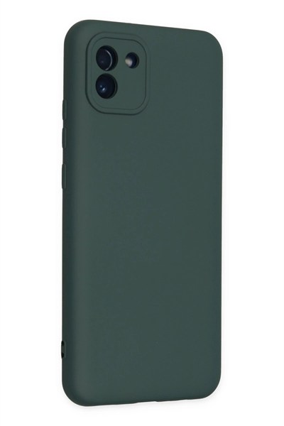 Mey İthalat®  Samsung Galaxy A03 Kılıf Nano içi Kadife Silikon - Koyu Yeşil