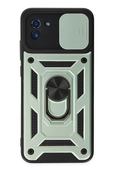 Mey İthalat®  Samsung Galaxy A03 Kılıf Pars Lens Yüzüklü Silikon - Yeşil