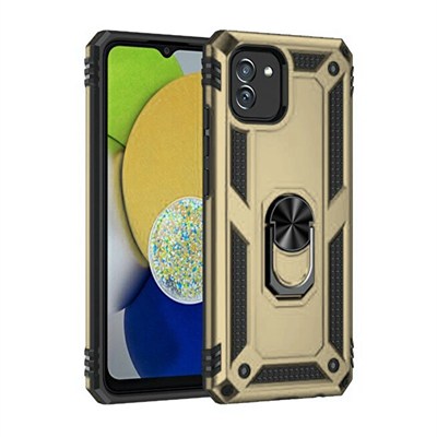Mey İthalat®  Samsung Galaxy A03 Kılıf Sofya Yüzüklü Silikon Kapak - Gold