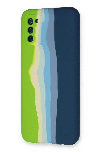 Mey İthalat®  Samsung Galaxy A03S Kılıf Ebruli Lansman Silikon - Yeşil-Koyu Yeşil