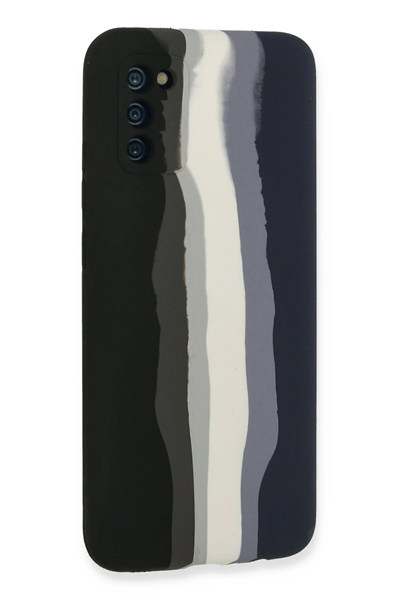 Mey İthalat®  Samsung Galaxy A03S Kılıf Ebruli Lansman Silikon - Siyah-Lacivert