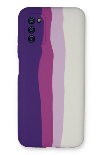 Mey İthalat®  Samsung Galaxy A03S Kılıf Ebruli Lansman Silikon - Mor-Beyaz