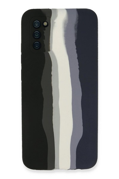 Mey İthalat®  Samsung Galaxy A03S Kılıf Ebruli Lansman Silikon - Siyah-Lacivert