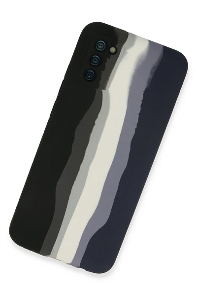 Mey İthalat®  Samsung Galaxy A03S Kılıf Ebruli Lansman Silikon - Siyah-Lacivert