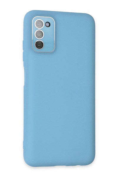 Mey İthalat®  Samsung Galaxy A03S Kılıf Lansman Glass Kapak - Mavi