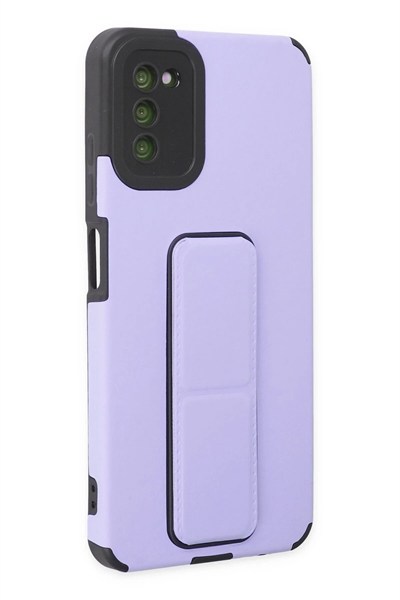 Mey İthalat®  Samsung Galaxy A03S Kılıf Mega Standlı Silikon - Lila