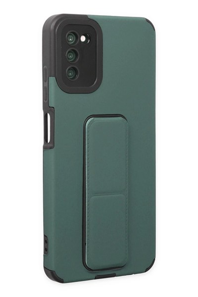 Mey İthalat®  Samsung Galaxy A03S Kılıf Mega Standlı Silikon - Yeşil