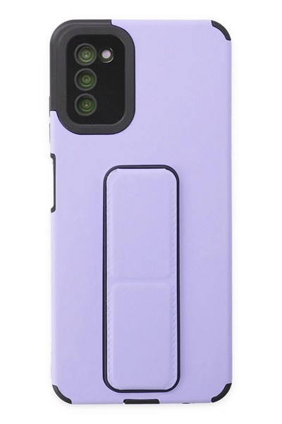 Mey İthalat®  Samsung Galaxy A03S Kılıf Mega Standlı Silikon - Lila