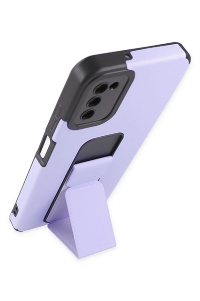 Mey İthalat®  Samsung Galaxy A03S Kılıf Mega Standlı Silikon - Lila