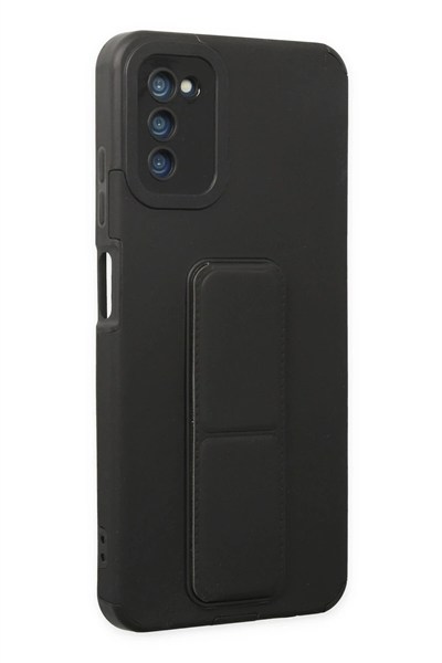 Mey İthalat®  Samsung Galaxy A03S Kılıf Mega Standlı Silikon - Siyah