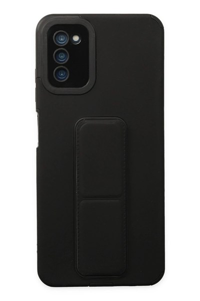 Mey İthalat®  Samsung Galaxy A03S Kılıf Mega Standlı Silikon - Siyah