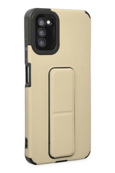 Mey İthalat®  Samsung Galaxy A03S Kılıf Mega Standlı Silikon - Gold