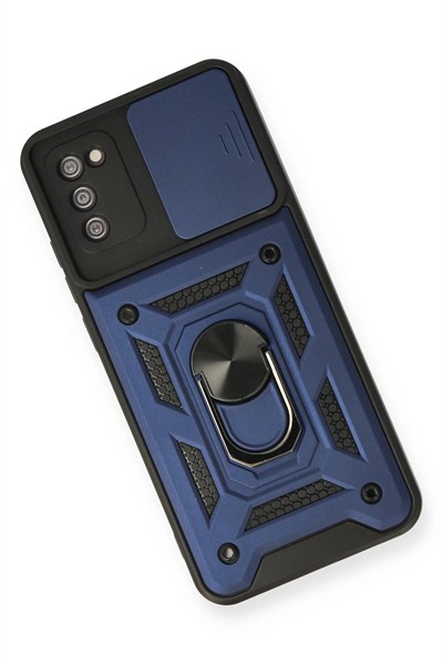 Mey İthalat®  Samsung Galaxy A03S Kılıf Pars Lens Yüzüklü Silikon - Lacivert
