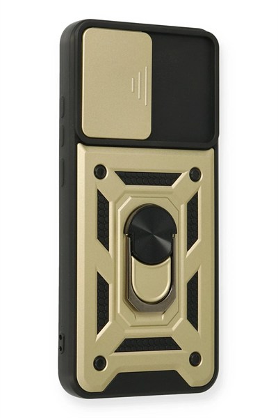 Mey İthalat®  Samsung Galaxy A03S Kılıf Pars Lens Yüzüklü Silikon - Gold