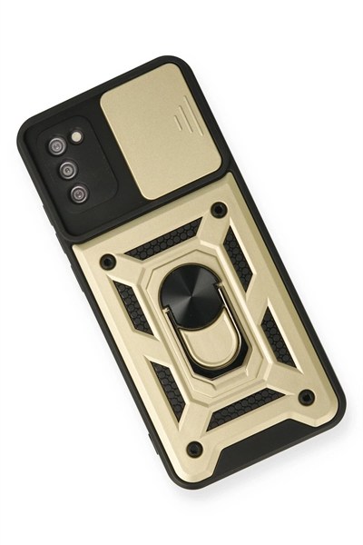 Mey İthalat®  Samsung Galaxy A03S Kılıf Pars Lens Yüzüklü Silikon - Gold