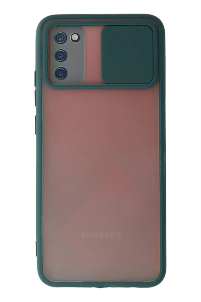 Mey İthalat®  Samsung Galaxy A03S Kılıf Palm Buzlu Kamera Sürgülü Silikon - Yeşil