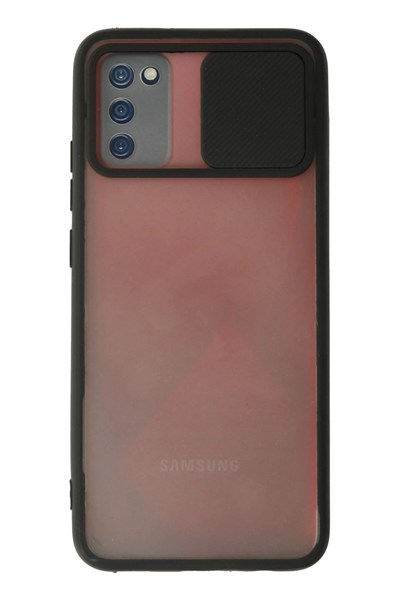 Mey İthalat®  Samsung Galaxy A03S Kılıf Palm Buzlu Kamera Sürgülü Silikon - Siyah