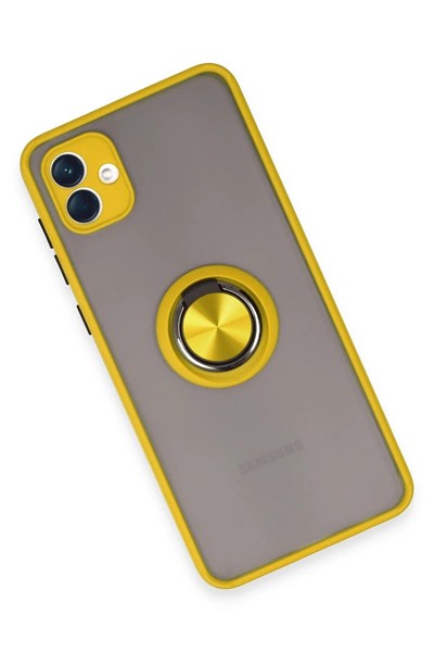 Mey İthalat®  Samsung Galaxy A04 Kılıf Montreal Yüzüklü Silikon Kapak - Sarı