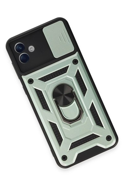 Mey İthalat®  Samsung Galaxy A04E Kılıf Pars Lens Yüzüklü Silikon - Yeşil