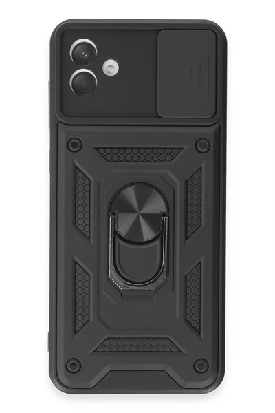 Mey İthalat®  Samsung Galaxy A04E Kılıf Pars Lens Yüzüklü Silikon - Siyah
