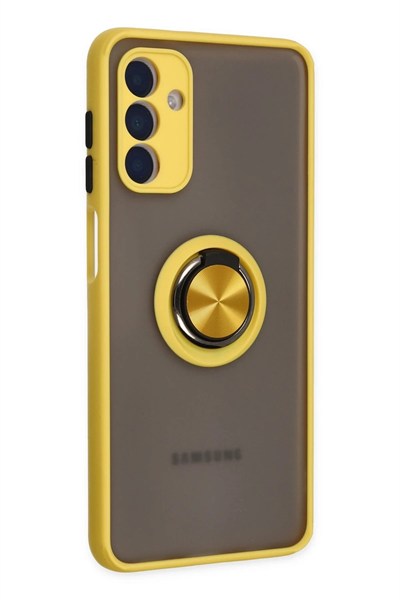 Mey İthalat®  Samsung Galaxy A04S Kılıf Montreal Yüzüklü Silikon Kapak - Sarı