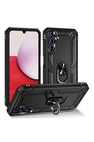 Mey İthalat®  Samsung Galaxy A04S Kılıf Sofya Yüzüklü Silikon Kapak - Siyah
