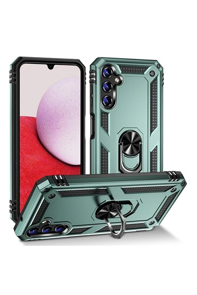 Mey İthalat®  Samsung Galaxy A04S Kılıf Sofya Yüzüklü Silikon Kapak - Yeşil
