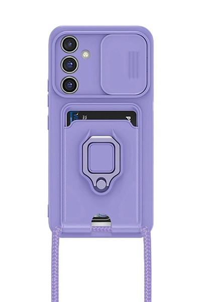 Mey İthalat®  Samsung Galaxy A05S Kılıf Zuma Kartvizitli Yüzüklü Silikon - Lila