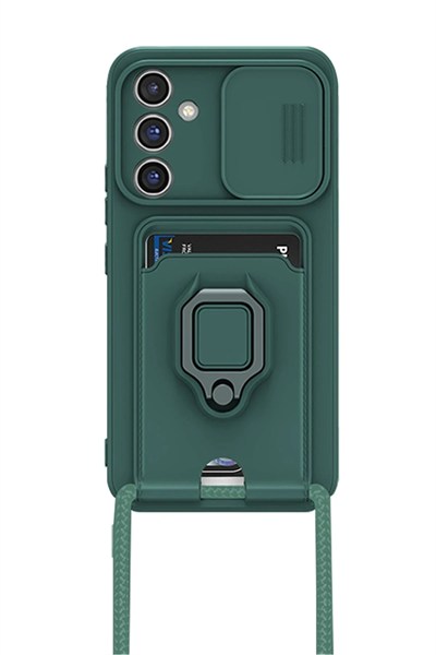 Mey İthalat®  Samsung Galaxy A05S Kılıf Zuma Kartvizitli Yüzüklü Silikon - Yeşil