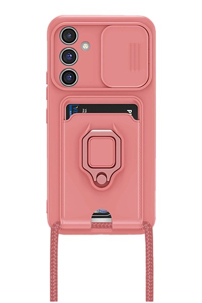 Mey İthalat®  Samsung Galaxy A05S Kılıf Zuma Kartvizitli Yüzüklü Silikon - Pembe