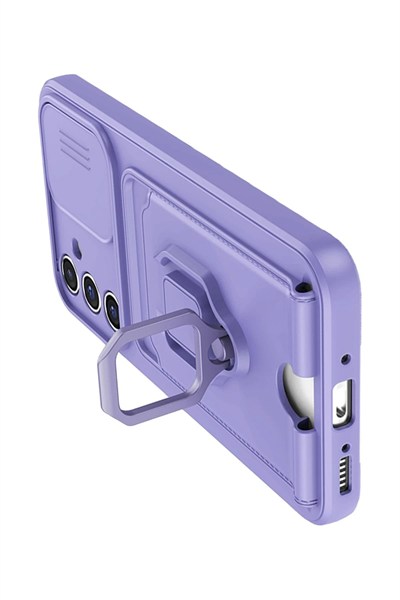 Mey İthalat®  Samsung Galaxy A05S Kılıf Zuma Kartvizitli Yüzüklü Silikon - Lila