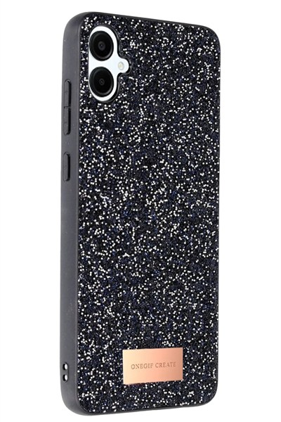 Mey İthalat®  Samsung Galaxy A06 Bright Simli Kapak - Siyah