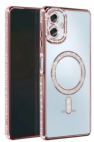 Mey İthalat®  Samsung Galaxy A06 Joke Simli Magneticsafe Kılıf - Pembe