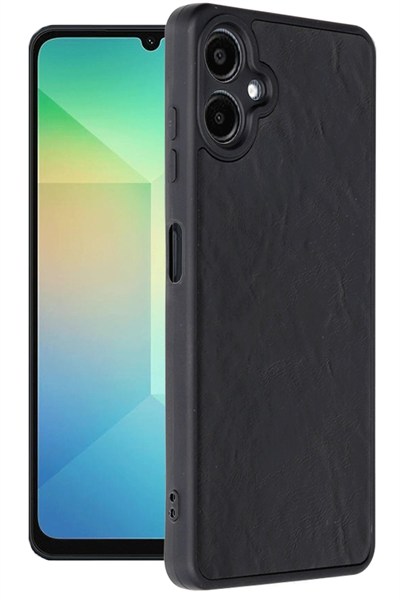 Mey İthalat®  Samsung Galaxy A06 Kılıf Aras Deri Kapak - Siyah