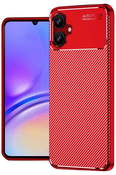 Mey İthalat®  Samsung Galaxy A06 Kılıf Auto Focus Karbon Kapak - Kırmızı