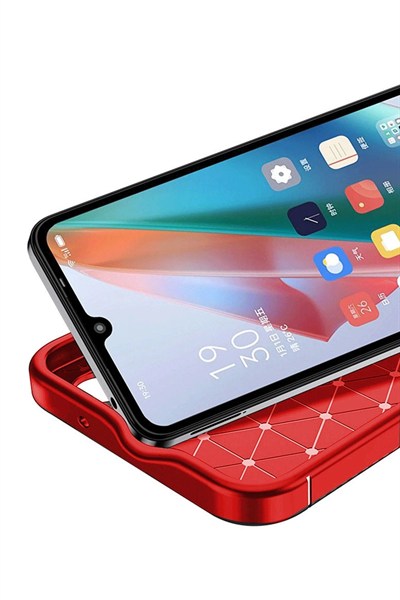 Mey İthalat®  Samsung Galaxy A06 Kılıf Auto Focus Karbon Kapak - Kırmızı