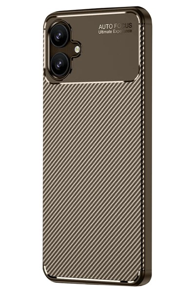 Mey İthalat®  Samsung Galaxy A06 Kılıf Auto Focus Karbon Kapak - Kahverengi