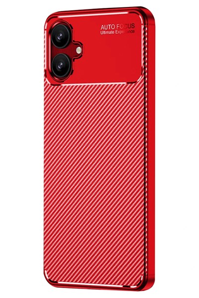 Mey İthalat®  Samsung Galaxy A06 Kılıf Auto Focus Karbon Kapak - Kırmızı