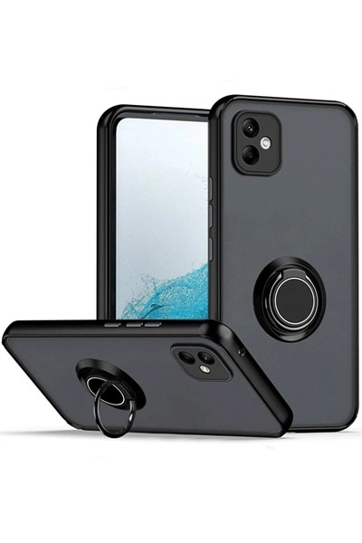 Mey İthalat®  Samsung Galaxy A06 Kılıf Montreal Yüzüklü Silikon Kapak - Siyah