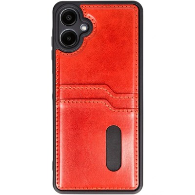 Mey İthalat®  Samsung Galaxy A06 Kılıf Sara Kartvizitli Deri Kılıf - Kırmızı