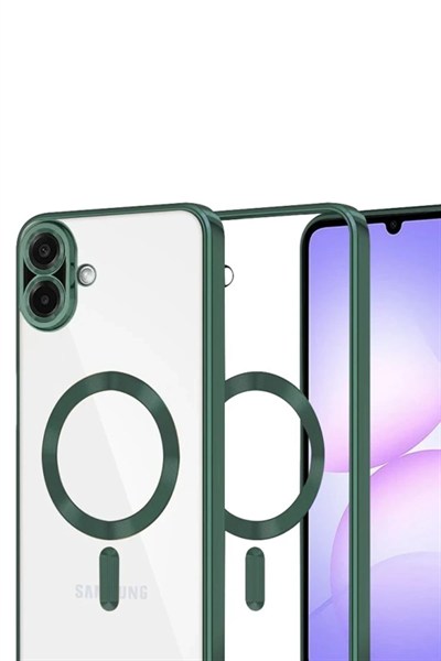 Mey İthalat®  Samsung Galaxy A07 4G Kross Magneticsafe Kapak - Koyu Yeşil