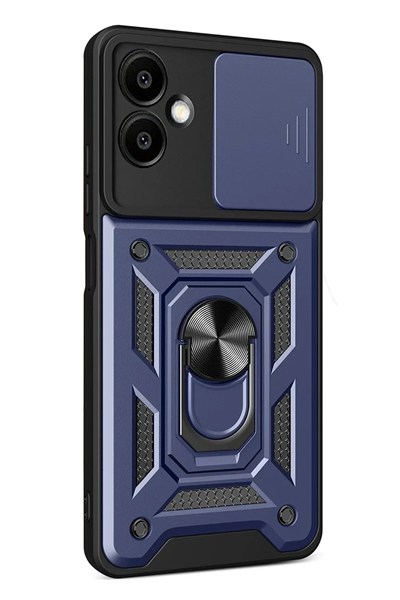 Mey İthalat®  Samsung Galaxy A07 4G Pars Lens Yüzüklü Silikon - Lacivert