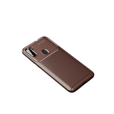 Mey İthalat®  Samsung Galaxy A11 Kılıf Auto Focus Karbon Kapak - Kahverengi