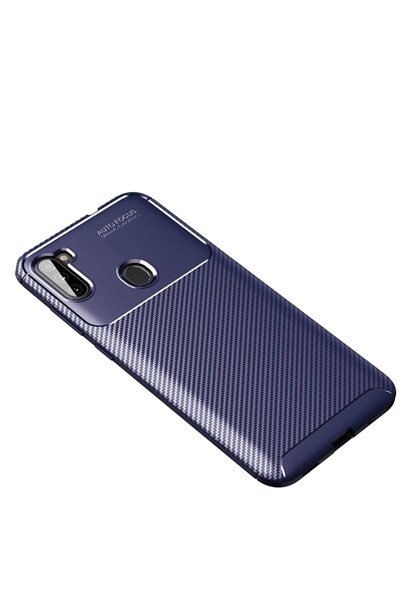 Mey İthalat®  Samsung Galaxy A11 Kılıf Auto Focus Karbon Kapak - Lacivert