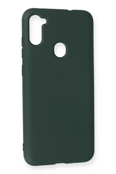 Mey İthalat®  Samsung Galaxy A11 Kılıf Nano içi Kadife Silikon - Koyu Yeşil