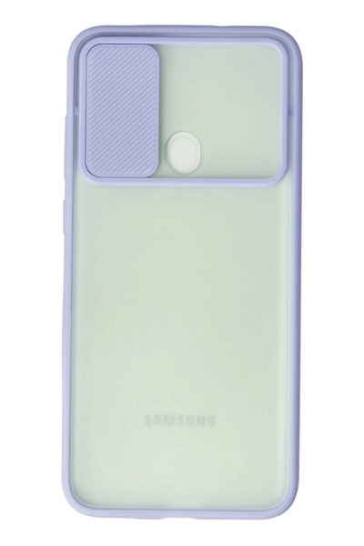 Mey İthalat®  Samsung Galaxy A11 Kılıf Palm Buzlu Kamera Sürgülü Silikon - Lila